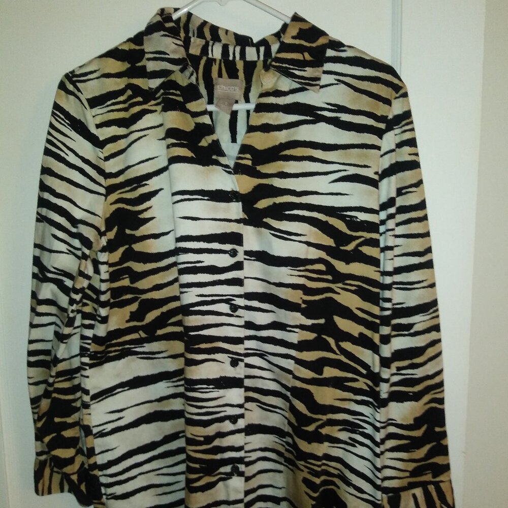 Chicos Zebra Print Blouse size 1